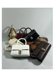 RumyaCollection حقيبة يد وكتف نسائية صغيرة بحزام متقاطع وإبزيم للإغلاق باللون البني