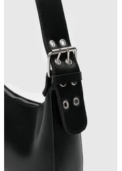 Shule Bags Muse Black Oval Baguette Bag