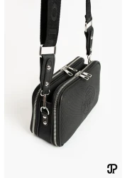 Just Polo حقيبة كتف نسائية أصلية للموسم الجديد مكونة من 5 أقسام من الجلد الناعم الفاخر وحزام كتف متقاطع قابل للتعديل