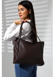 Bagzone Big Size Soft Leather and Linen Bag Model