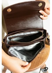 Just Polo حقيبة كتف نسائية أصلية فاخرة من الجلد الناعم مكونة من 4 أقسام وحزام عمودي متقاطع قابل للتعديل