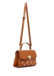 Derimod حقيبة كتف نسائية منقوشة بحزام طويل باللون البني 25SBD26446F