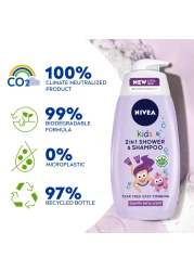 NIVEA Kids 2-In-1 Shower And Shampoo Sparkle Berry Scent Purple 250ml