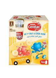 نستله سيريلاك ماي فيرست مزيج فواكه وحبوب وموز وتفاح وشوفان للأطفال من عمر 6 أشهر، 90 غرام حزمة من 4