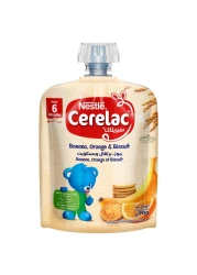 Nestle Cerelac Fruits Puree Pouch, Banana, Orange, Biscuit, from 6 Months, 90g