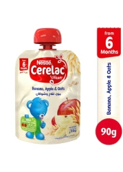 Nestle Cerelac Fruits Puree Pouch, Banana, Apple, Oat, from 6 Months, 90g
