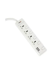 Elexon 4-Way Power Extension Socket With USB Port 13A El-903S White 2m