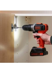 بلاك أند ديكر مثقاب مطرقي بسرعتين بقدرة 18 فولط مع بطاريتين وصندوق أدوات - أسود