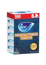 فاين كلاسيك مناديل وجه معقمة مكونة من طبقتين 100 منديل حزمة من 6