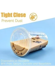 Vsell24&trade; 50PC Disposable Drinking Plastic Cup 12oz For Smoothie Coffee Water Juice Cups With Flat Lid Clear&hellip;