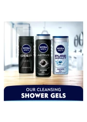 نيڤيا للرجال جل الاستحمام أكتيف كلين تشاركول،، برائحة خشبية، 250 مل عبوة مزدوجة