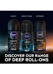 NIVEA MEN Antiperspirant Roll-on for Men DEEP Black Carbon Espresso Scent 50ml Pack of 2