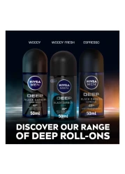 NIVEA MEN Antiperspirant Roll-on for Men Deep Black Carbon Antibacterial Espresso Scent 50ml