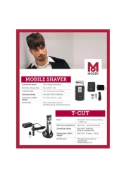 Moser T-Cut Professional Cordless Trimmer with T-Blade 1591-0170 Black and Cordless Mobile Shaver 3615-0052 Black