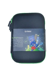 Maxi Double Zipper Pencil Case Stationery Kit Black