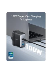 أنكر شاحن حائط نانو بمنفذ USB-C - أسود 100 واط