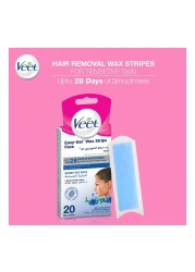 فيت إيزي جل شرائط شمعية لإزالة شعر الوجه للبشرة الحساسة 20 قطعة - أبيض