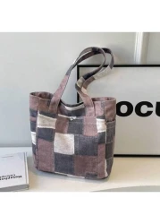 Canvas Denim Printed Tote Bag Multi Pockets Shoulder Handbag Fashion Denim Backpack For Women