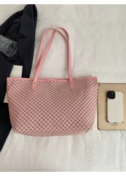 حقيبة كتف حريرية كبيرة السعة لطالبة الجامعة للتنقل، حقيبة كتف نسائية