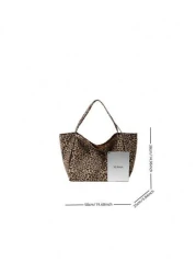 1 حقيبة كتف من النساء بطبعة نمر ذات كتف واحد، سعة كبيرة للشاطئ العارضة، حقيبة تسوق موضة