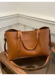 حقيبة تسوق كبيرة السعة ذات لون أحادي للنساء للتنقلات اليومية