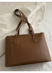 New Stylish Luxury Solid Color High End Versatile Women s One Shoulder Tote Bag