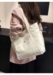 Multi Pocket Tote Bag For Women Canvas Bag With Handle Bag Large Capacity Purse Reusable Handbag Canvas Tote Bag Perfect For Daily Use And Travel Tote Bags For Students Multiple Compartments Perfect F