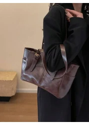 Minimal Style Large Capacity Underarm Tote Bag For Commuting