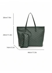 2pcs Set 2025 New Fashion Patchwork Tote Bag Large Capacity Travel Bag Shopping Bag Suitable For Women Daily Use Back To School Students Vacation Holiday Date Gift