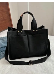 1 Stylish High Capacity Portable Shoulder Bag Simple Canvas Multi Pocket Diagonal Backpack Suitable For School Travel Tote Bag Tote Bags For School Tote Bags For Students Multiple Compartments Perfect