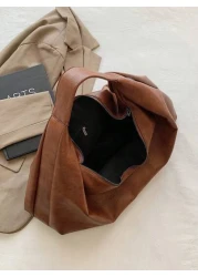 KVKY Large Retro Style Hobo Bag Large Capacity PU Tote Bag Women s Casual Shoulder Bag Armpit Bag With Zipper Suitable For Shopping Commuting Work And School Suitable For College Students White Collar