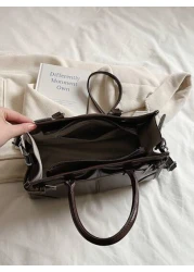 حقيبة يد كبيرة السعة بلون البن، حقيبة أنيقة لمنتصف النهار للنساء مع حزام كتف قابل للإزالة