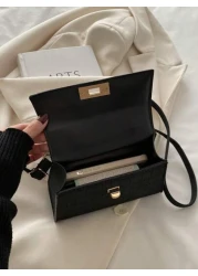 Mini Twist Lock Flap Square Bag Solid Color Mini Handbag Retro Simple Crossbody Bag Women s Luxury Top Handle Flap Purse