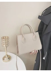 Solid Color Pu Handbag Casual Mini Square Bag For Commute Outdoors Fashion Crossbody Shoulder Bag Small Candy Color Crossbody Bag Glossy Double Handle Square Purse Women s Zipper Handbags