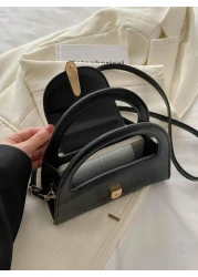 1 Pc Minimalist Retro Mini Handbag Square Bag Hardware Lock Buckle Decoration Flap Opening Shoulder Strap Adjustable Lightweight Crossbody Bag Suitable For Women s Daily Casual Use