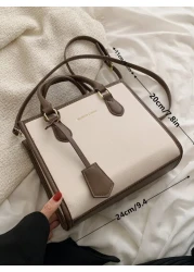 BELLEBORG Old Moeny Lightweight Business Casual Letter Detail Contrast Binding Square Bag For Women Rookies White Collar Workers For Teen Girls Women College Students Rookies White Collar Workers Perf