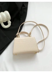 Fashionable Mini Metallic Alligator Pattern Crossbody Handbag With Flip Lock Twist Closure