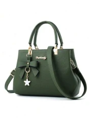 1pc Women s Burgundy Ancora Bordeaux Ruby Maroon Crimson Cherry Black Blue Grey Solid Color Handbag With Pu Material And Bow Star Pendant Suitable For Daily Leisure Shopping Travel Business Commuting