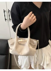 Vintage Matte Tote Bag For Women New Autumn Winter Simple Commuting Handbag Stylish And Elegant Shoulder Underarm Bag