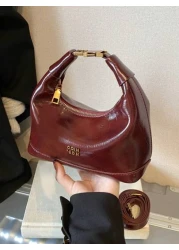 Retro Waxed Leather Burgundy Red Handbag Niche Design And Good Looking Crossbody Bag High End Texture Classic And Elegant Shoulder Bag Versatile For Daily Use Suitable For Daily Matching Photo Shoots