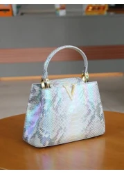 Luxury Lady Handbag 2025 Fashionable High End Women s Handbag Himalayan Rainbow Gradient Snake Skin Pattern Handbag Tote Shoulder Bag Ideal Gift