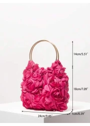 حقيبة مساء أنيقة على شكل زهرة وردة، حقيبة يد رسمية للحفلات للنساء، حقيبة يد محمولة يدويا للفتاة اللطيفة، حقيب