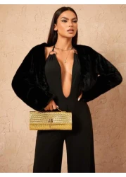 SHEIN SXY Ladies Women Top Handle Bags Woven Bag Fashionable Simple Elegant Versatile Classic Gold For Classic Commute Office Date Daily Shopping Afternoon Tea Party Prom Club Date Birthday Evening Da