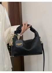 Stylish Minimalist All Match Pleated Woven PU Zipper Handbag Mini Portable Shoulder Bag Perfect For Women Shopping Dating Party Gift