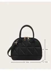 Classic Fashion Solid Color Quilted PU Leather Tote Bag Women s Versatile Dome Top Handle Crossbody Bag Simple Travel Vacation Handbag With Adjustable Shoulder Strap Business Commuting Briefcase Shoul