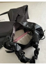 Cross Border Korean Style Elegant Ruffle Cloud Bow Handbag With Chain Shoulder Strap New Fashion Ruffle Underarm Bag