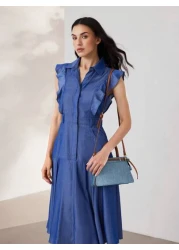 MOTF PREMIUM CONTRAST BUCKLE DETAIL DENIM EFFECT PRINT TOP HANDLE BAG