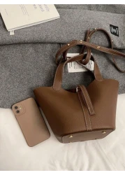 1 Piece Women s New Retro Casual Versatile Solid Color Bucket Handbag Model In Autumn And Winter Suitable For Commuting Daily Dating And Work Women s Fashionable Handbag Can Be Cross Body
