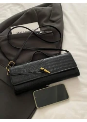 1 Pc Fashion Classic Versatile Daily Commuting Style Solid Color Crocodile Pattern PU Leather Long Strip Flip Style Women s Handbag Suitable For Daily Commuting Daily Clothing Matching And Giving Gift