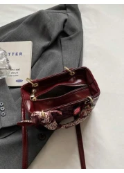 2024 New Burgundy Red Diamond Pattern Handbag Compact And Elegant High End And Atmospheric Crossbody Shoulder Bag Christmas Gift Perfect For Travel And Parties Best Mothers Day Gifts Women